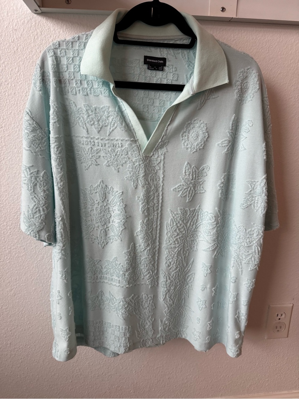 Men's Standard Cloth (Brand) Textured Polo Shirt - Light Blue XL